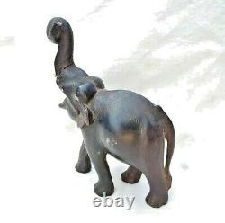 Original 1900's Old Antique Vintage Rose Wood Hand Craved Wooden Elephant Statue