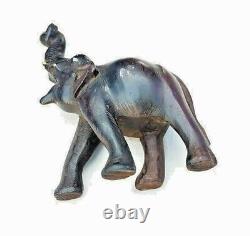Original 1900's Old Antique Vintage Rose Wood Hand Craved Wooden Elephant Statue