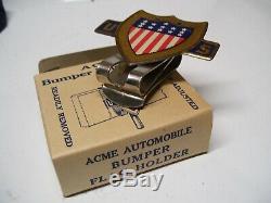 Original 1940' s Vintage nos US Flag License plate topper Emblem old Rat Hot rod