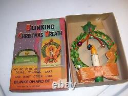 Original 1950s Vintage nos auto Window Blinking light Christmas Wreath Hot rod