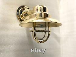 Original Swan Wall Antique Old Brass Vintage Ship Light with Shade Set of 2