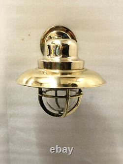 Original Swan Wall Antique Old Brass Vintage Ship Light with Shade Set of 2