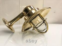 Original Swan Wall Antique Old Brass Vintage Ship Light with Shade Set of 2