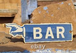 Original Vintage Old Antique Rare Bar Hand Direction Porcelain Enamel Sign Board