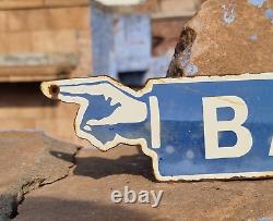 Original Vintage Old Antique Rare Bar Hand Direction Porcelain Enamel Sign Board