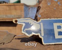 Original Vintage Old Antique Rare Bar Hand Direction Porcelain Enamel Sign Board