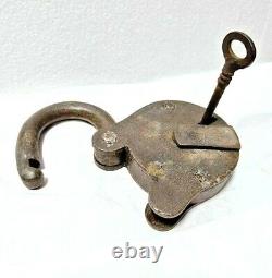 Original Vintage Old Antique Rare Hobbs & Co Engraved Iron Pad Lock, Key LONDON