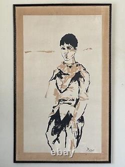 PABLO PICASSO ANTIQUE MODERN HARLEQUIN MAN LITHOGRAPH OLD VINTAGE 1950s