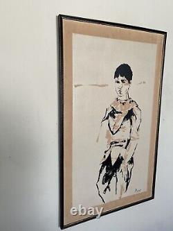 PABLO PICASSO ANTIQUE MODERN HARLEQUIN MAN LITHOGRAPH OLD VINTAGE 1950s