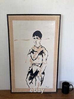 PABLO PICASSO ANTIQUE MODERN HARLEQUIN MAN LITHOGRAPH OLD VINTAGE 1950s