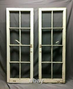 Pair 19 x 54 Antique 8 Lite Casement Window Vtg Cabinet French Door Old 231-20B