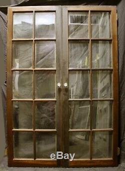 Pair 40x63 Antique Vintage Old Wood Wooden Cabinet Pantry Door Window 30 Glass