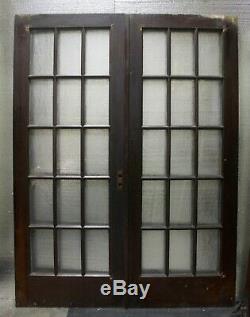 Pair 60x77 Antique Vintage Old French Double Door Wood Wooden Window Glass Lite