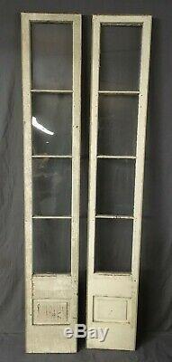 Pair Antique 4 Lite Entrance Door Sidelights 84x14 Window Sash Old Vtg 279-19E
