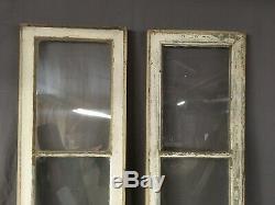 Pair Antique 4 Lite Entrance Door Sidelights 84x14 Window Sash Old Vtg 279-19E