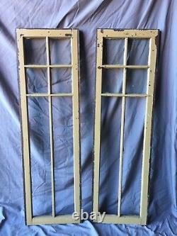 Pair Antique 6 Lite Casement Door Window Cabinet 16X54 Vintage Old 255-18C