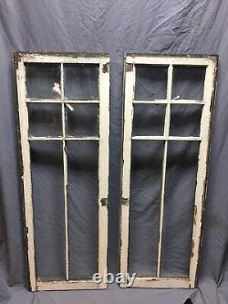 Pair Antique 6 Lite Casement Door Window Cabinet 19x52 Vintage Old 250-18C