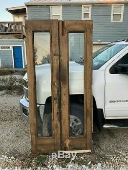 Pair Antique Double Entrance Doors 19x84 Shabby Vtg Chic Old Display 71-20J