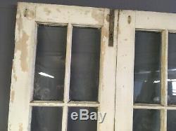 Pair Antique Tall Narrow 32x90 French Double Doors 12 Lite Vtg Chic Old 447-19E