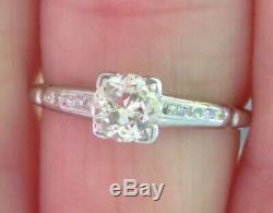 Platinum Antique Vintage Art Deco Old Mine Cut Diamond Engagement Wedding Ring