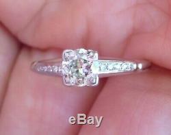 Platinum Antique Vintage Art Deco Old Mine Cut Diamond Engagement Wedding Ring