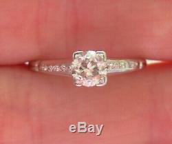 Platinum Antique Vintage Art Deco Old Mine Cut Diamond Engagement Wedding Ring