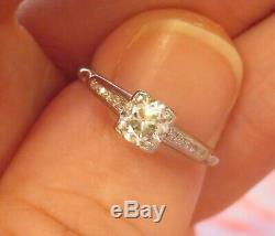 Platinum Antique Vintage Art Deco Old Mine Cut Diamond Engagement Wedding Ring