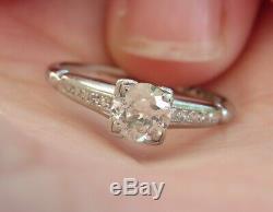 Platinum Antique Vintage Art Deco Old Mine Cut Diamond Engagement Wedding Ring