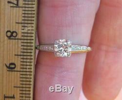 Platinum Antique Vintage Art Deco Old Mine Cut Diamond Engagement Wedding Ring