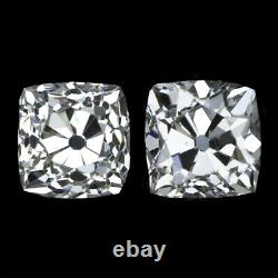 RARE 2ct VICTORIAN OLD MINE CUT DIAMOND STUD EARRINGS LOOSE PAIR CUSHION ANTIQUE