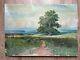 RARE Vintage old antique Painting ussr soviet Landscape Tree sea or ocean road