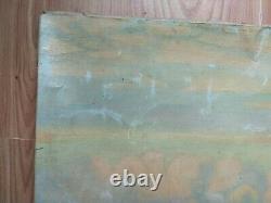 RARE Vintage old antique Painting ussr soviet Landscape Tree sea or ocean road