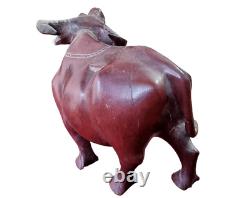 Rare 1850's Old Antique Vintage Rosewood Fine Hand Craved Wooden Buffalo Statue