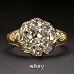 Rare 2 Carat Old Mine Cut Diamond Cluster Ring I-j Vs1 18k Gold Antique Vintage