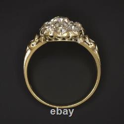 Rare 2 Carat Old Mine Cut Diamond Cluster Ring I-j Vs1 18k Gold Antique Vintage