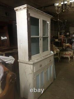 Rare And Beautiful Primitive Antique Kitchen Cabinet Old Paint Victorian Ship Ok