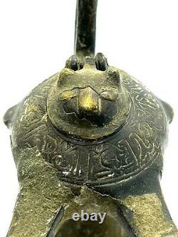 Rare Antique Old Bronze Oil Lamp Middle East Persian Collection Vintage Art