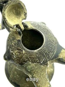 Rare Antique Old Bronze Oil Lamp Middle East Persian Collection Vintage Art