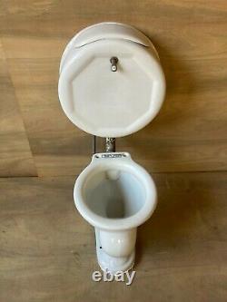 Rare Complete White Antique Pillbox Toilet Tank Bowl Lid Old Vtg Bath 664-20E