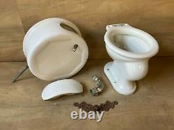 Rare Complete White Antique Pillbox Toilet Tank Bowl Lid Old Vtg Bath 664-20E