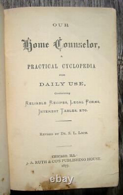 Rare Old ANTIQUE COOKBOOK 1877 Vintage Cookery Victorian Home Family Medical