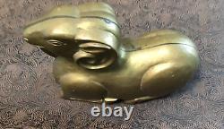 Rare Old Antique Vintage Brass Bearded Goat Ram Mold FigurineHeavy 5LB Art8