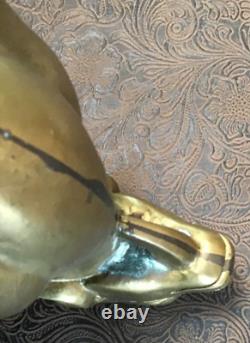 Rare Old Antique Vintage Brass Bearded Goat Ram Mold FigurineHeavy 5LB Art8