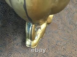 Rare Old Antique Vintage Brass Bearded Goat Ram Mold FigurineHeavy 5LB Art8