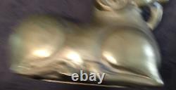 Rare Old Antique Vintage Brass Bearded Goat Ram Mold FigurineHeavy 5LB Art8
