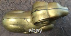 Rare Old Antique Vintage Brass Bearded Goat Ram Mold FigurineHeavy 5LB Art8