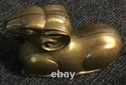 Rare Old Antique Vintage Brass Bearded Goat Ram Mold FigurineHeavy 5LB Art8