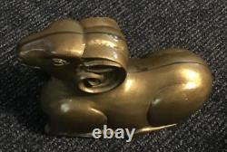 Rare Old Antique Vintage Brass Bearded Goat Ram Mold FigurineHeavy 5LB Art8