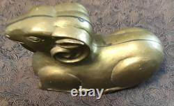 Rare Old Antique Vintage Brass Bearded Goat Ram Mold FigurineHeavy 5LB Art8