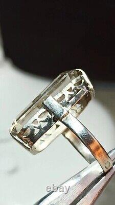 Rare Old Antique vintage USSR ring silver 875 6SYU rock crystal women jewelry